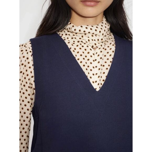 ME+EM Cotton Summer Sweatshirting Sweater Vest Navy V-Neck Boxy Casual 4 - Picture 2 of 8